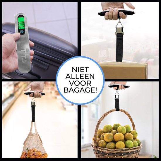 TTD® Gepäckwaage mit beleuchtetem Display - Wägekapazität 50 kg - Gepäckwaage - Hängewaage - Digitale Gepäckwaage - Gepäckwaage - Reisen mit dem Flugzeug - kg/g/lbs/oz - Batterien enthalten - Schwarz