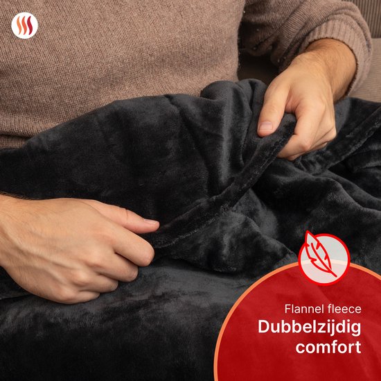Seranova Electric Blanket Light - 160x120 cm - 1 Person Wärmedecke - Doppelseitiges Fleece - Kuscheldecke - Grau