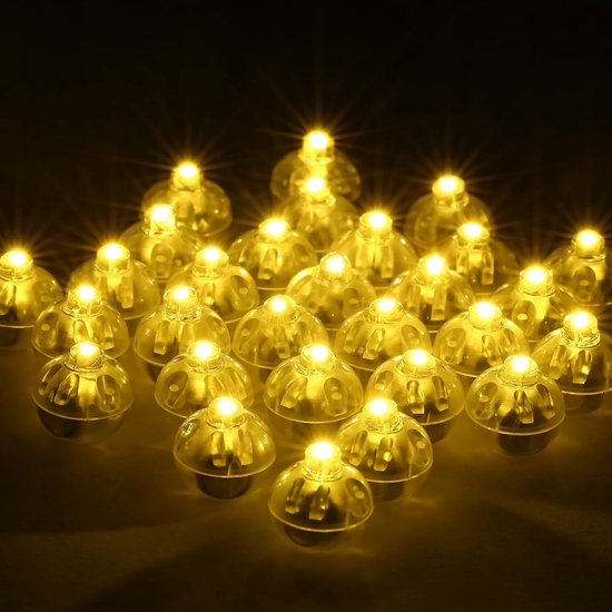 Partizzle 50x Mini LED Lichter - Kleine Party Lichter für Ballons - Party Lichter mit Stimmungslicht - Geburtstag, Hochzeit, Halloween, Weihnachten und Festival - Ballon Lampe Dekoration - Warmes weißes Licht