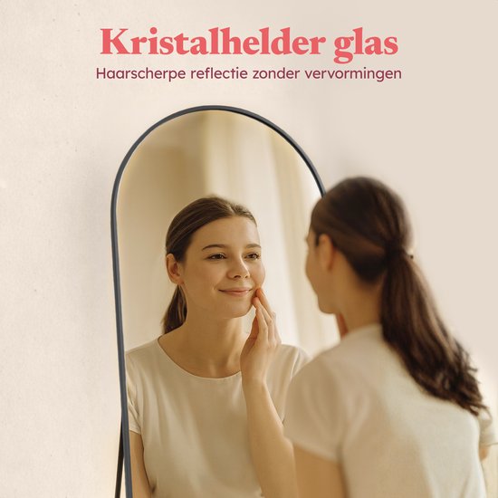 Fraay Pass Mirror 160x55cm - Stehend & hängend - Minimalistischer Wandspiegel - Stehspiegel - Schwarz Matt
