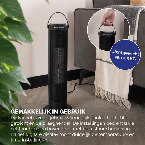 BREND BR-2221 Keramik-Heizlüfter - 2000W - ECO-Modus & Thermostat 15-35°C - Elektroheizung - Schwarz