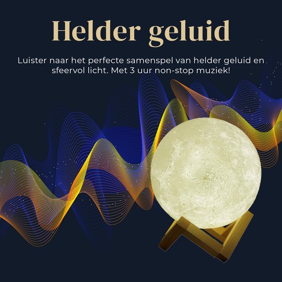 Denver Moon Lamp 3D - Bluetooth-Lautsprecher kabellos - Tischlampe fürs Schlafzimmer - Musiksynchronisation - inkl. Fernbedienung - Mondlampe - LBS150
