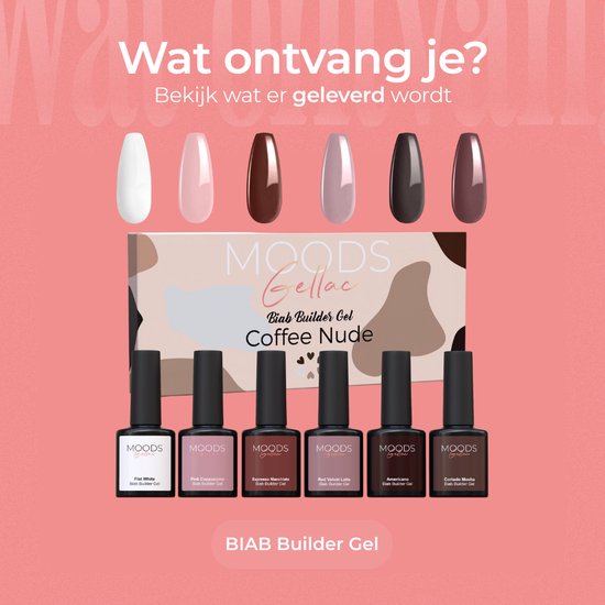 Moods Gellac BIAB - Builder in a Bottle - BIAB Nagelaufbau-Gel - Coffee Nude - HEMA & TPO Frei