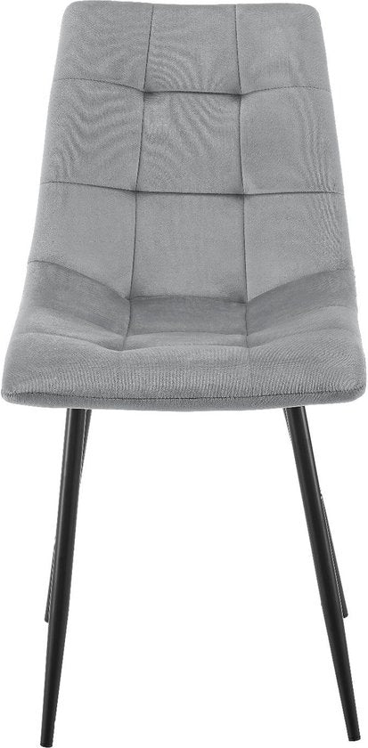 Stahl-Esszimmerstühle Blanca - 2er-Set - Hellgrau - Samt