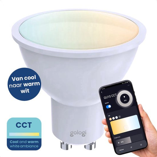 Gologi Smart Spot - Smart Lamp - LED - LED-Glühbirne - Warmweißes Licht - Smart GU10 - CCT - 700 Lumen - 5 kWh