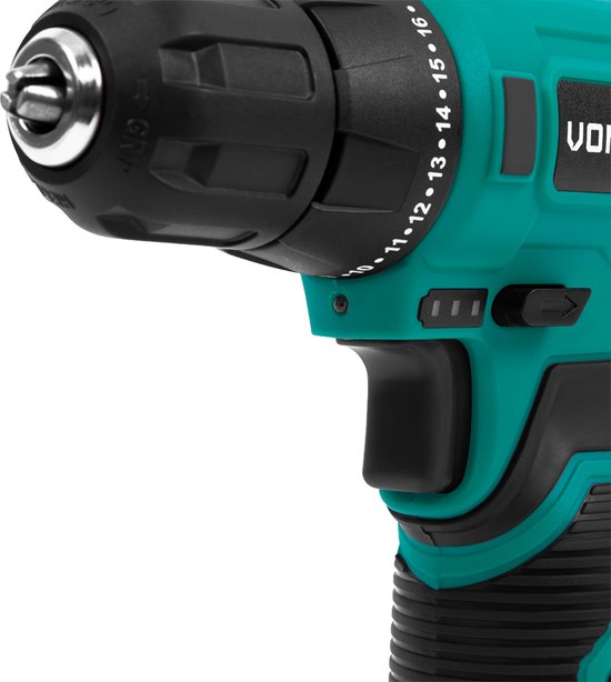 VONROC Akku-Bohrmaschine 12V - Inkl. Akku, USB-C-Kabel und 16-teiligem Bohrer- und Bit-Set