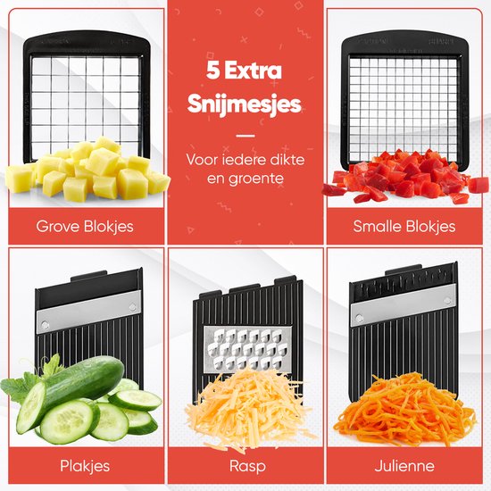 Stosh Mandoline - Gemüseschneider - Zwiebelschneider - Spiralschneider - Chipsschneider - Reibe - 6-teilig - BPA frei