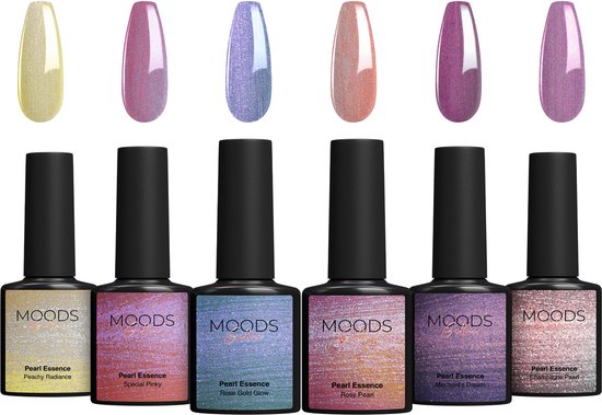 Moods Gellac 6-teiliges Set - Gel-Nagellack Starter Pack - Gel-Nagellack - 8ML - Pearl Essence - Gellac - Nägel - Chic Colours