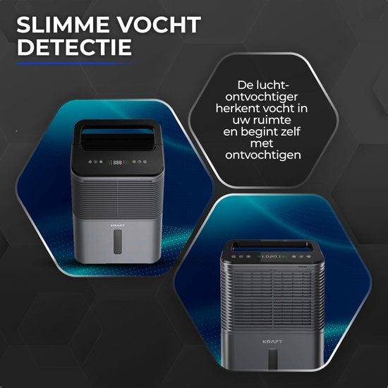 KRAFT Luftentfeuchter - 16L pro Tag - Wash-Dry Funktion - Luftentfeuchter für Schlafzimmer, Bad, Wohnzimmer - Luftentfeuchter - Anthrazit