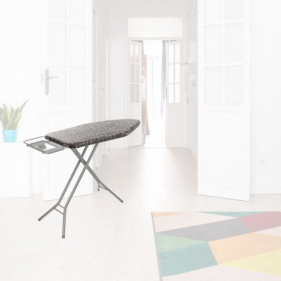 BRASQ Bügeltisch IB300 mit Bügeltischbezug und Halterung für Dampfgerät - 122x43 cm Bügelfläche - Höhenverstellbar - 7 Positionen - bis zu 100 cm