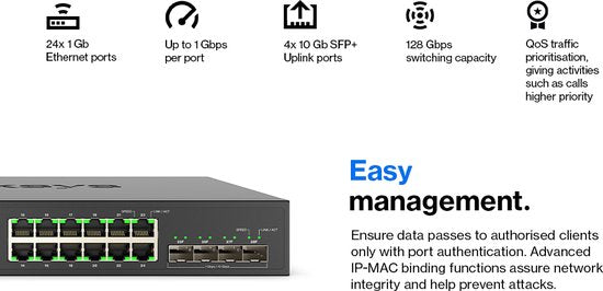 Linksys LGS328C - Netzwerk-Switch - Gigabit - Verwaltet - 24 Ports - 4 SFP+ Ports - Schwarz
