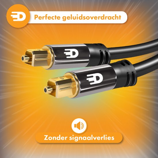Drivv. Optisches Premium Toslink-Kabel - Optisches Audiokabel - Soundbar - Stecker zu Stecker - 3 Meter - Schwarz