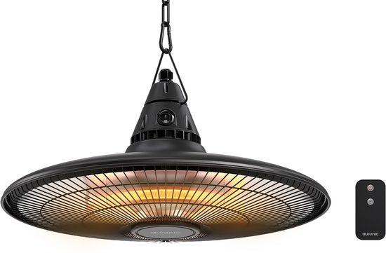 Auronic Terrassenstrahler - Infrarotheizung - hängend - 10m2 - elektrisch - 1500W - Fernbedienung - Schwarz