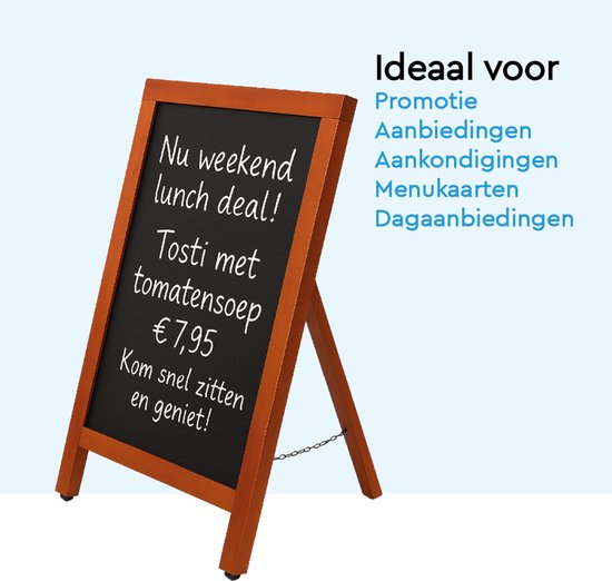 BRASQ Kreidetafel Mahagoni - 55x 85 CM - Kreidetafel - Werbeschild - Bürgersteigschild - Einseitig - für Innen und Außen - Gastgewerbe