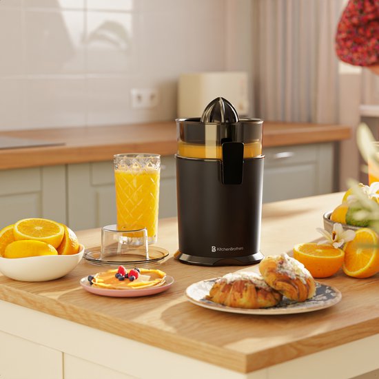 KitchenBrothers Zitruspresse - Manuell - Mit Ausgießer - 0.5L - Schwarz