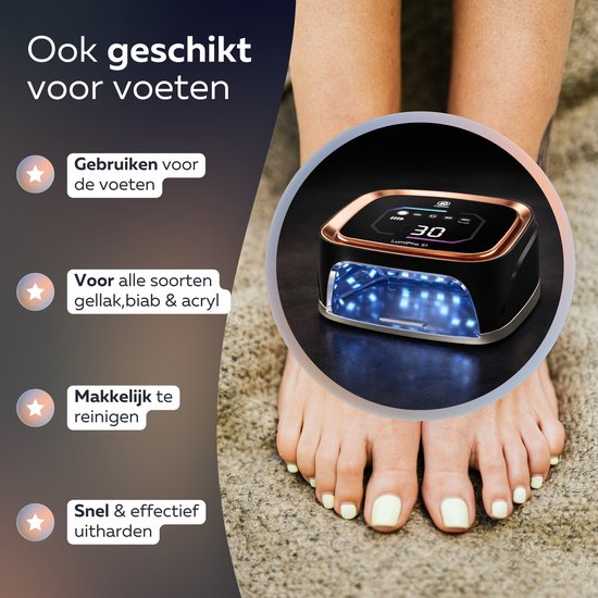 Beeperfect® UV-Lampe Gel-Nägel - Nagellampe - Nagellampe UV Led - Nageltrockner - Kabellos - Reflektierende Innenseite - Rose Gold