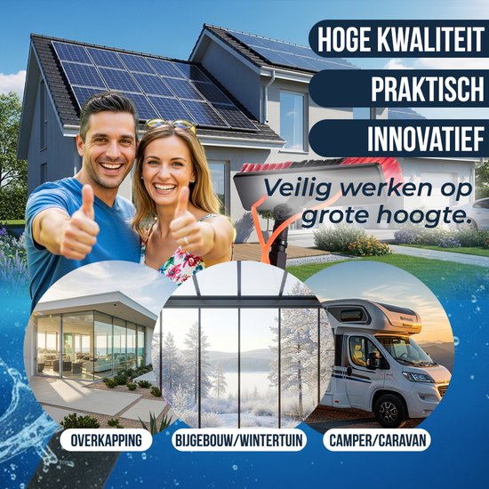 Aqualita® Teleskop-Waschbürste 9M - Teleskopstiel Fensterreinigung - Fensterwascher Teleskop - Fensterwischer mit Teleskopstiel - Schrubber - Autowäsche - Solarpanelreiniger - Fassaden - Vordächer - Wintergärten - Glasreinigungsset - Seifenspender