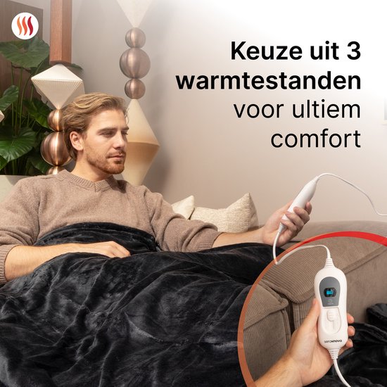 Seranova Electric Blanket Light - 160x120 cm - 1 Person Wärmedecke - Doppelseitiges Fleece - Kuscheldecke - Grau