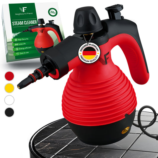 Neighbour's Friend Manueller Dampfreiniger - Mit Dampfregulierung - Inklusive Zubehör - 350ml Tank - Rot