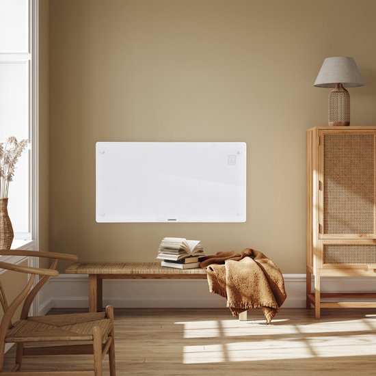VONROC Luxury electric heater - Konvektorheizung mit Glasscheibe - 1250W/2500W- Beheizt Räume bis zu 30m2 - Gesteuert sowohl mit App (über Wifi) als auch manuell - Einstellbarer Thermostat und Timer - Weiß