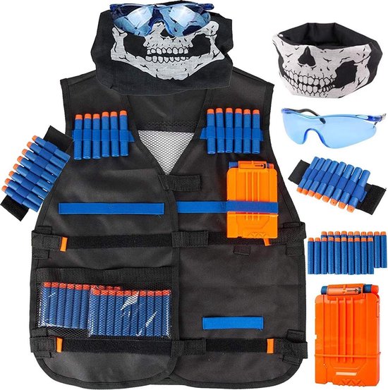 VAIVE Tactical Weste geeignet für Nerf - Inklusive Darts & Magazin für Pistolen