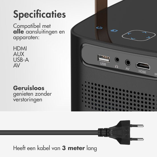 iMoshion Tragbarer Beamer - Full HD Mini-Beamer / Projektor - Streaming über WiFi - Schwarz