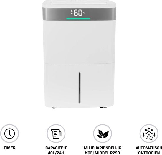 VONROC Luftentfeuchter - 40L/Tag - 5.5L Wassertank - Wifi & App Steuerung -Silberionenfilter & Kohlefilter