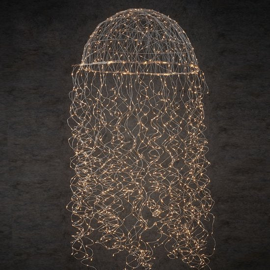Luca Lighting Kronleuchter Qualle mit warmweißer LED-Beleuchtung - H150 x Ø45 cm - Silber