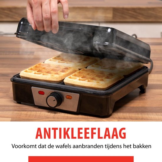 alpina Waffeleisen - Brüsseler Waffeln - Antihaftbeschichtung - 4 Waffeln - 1200W