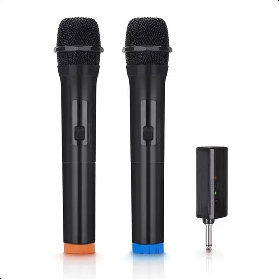 Tech Essentials Drahtloses Mikrofon - 2 Stück - USB-C-Empfänger - Karaoke - ASMR - Studio - Geeignet für Party-Box - 3,5-6,3mm Klinke