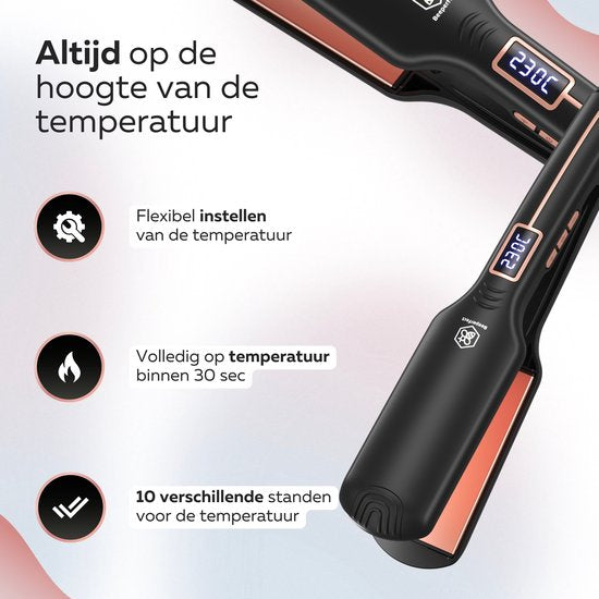 Beeperfect® Glätteisen Pro Straight - Glätten & Locken - Glätteisen - Haarglätter - 80℃ bis 230℃ - Inkl.