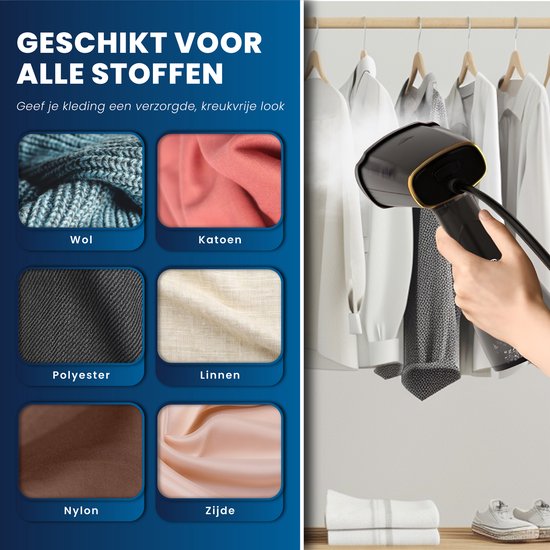 HomeShift Wäschedampfer - Dampfer - Handdampfer - Für Kleidung und Möbel - 380ML - Schwarz