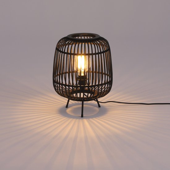Mica Decorations Nimes Tischlampe - H37 x Ø29 cm - Bambus - Schwarz