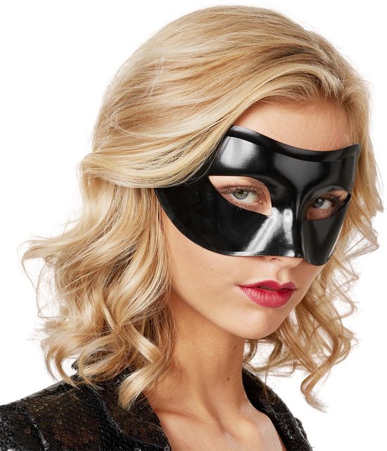Dressforfun Faschingskostüm Venezianische Maske Einfarbig Schwarz – Unisex – Einheitsgröße