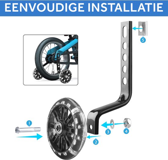 TIKKENS Stützräder Fahrrad – Für 12–20 Zoll – 110 mm – Mit LED