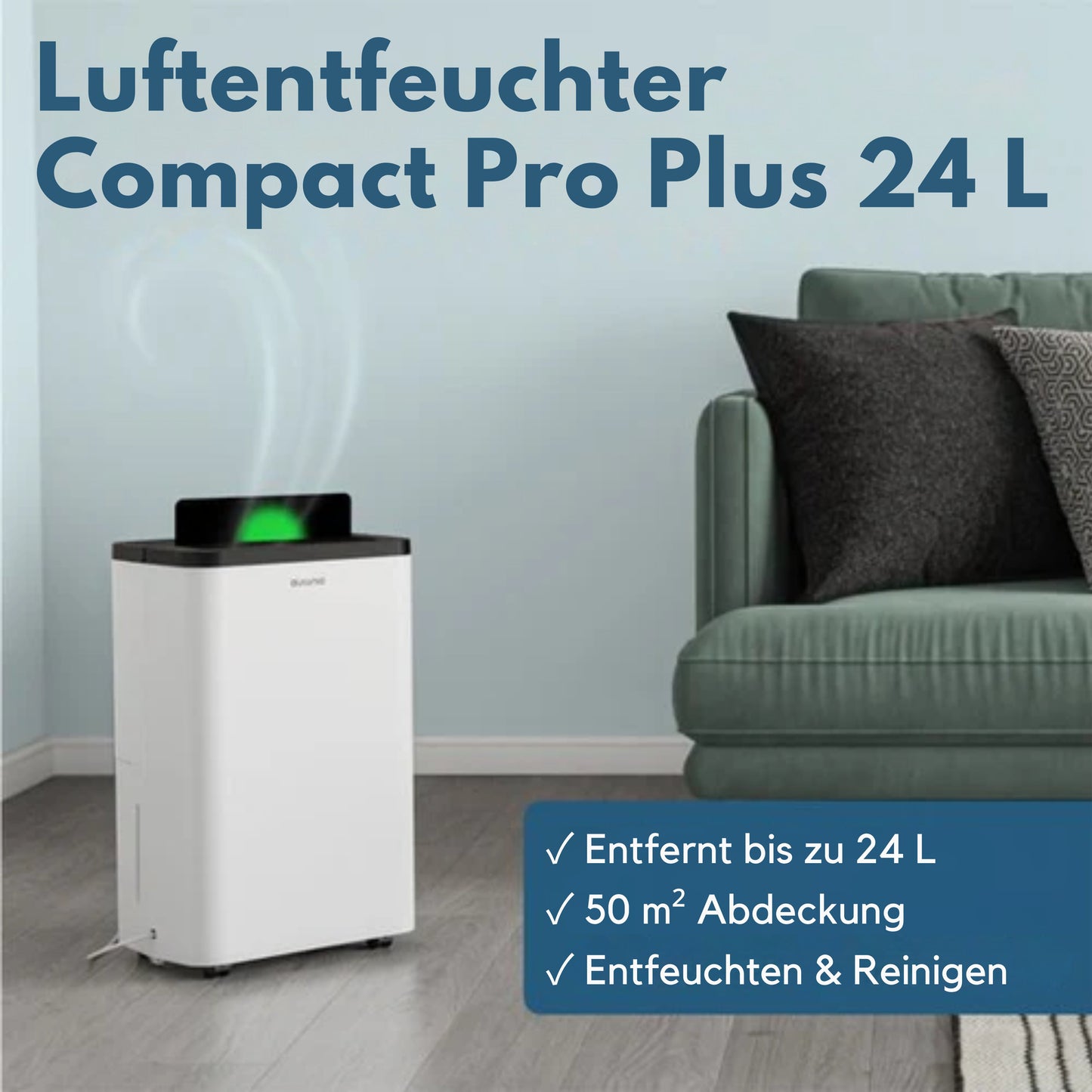 Auronic Luftentfeuchter - Compact Pro Plus - 24L - Schlafzimmer, Badezimmer, Wohnzimmer und Büro - Luftbefeuchter für Innenräume - Weiß