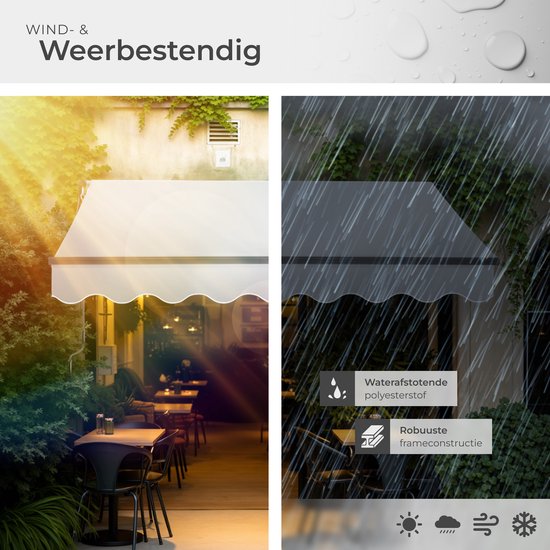 tectake® Sonnenschirm mit Gelenkarm - 250 x 200 cm - Markise - Sonnenschutz für Fenster, Balkon, Außenbereich - Wandmontage - Wasser- und UV-beständig - Hellgrau