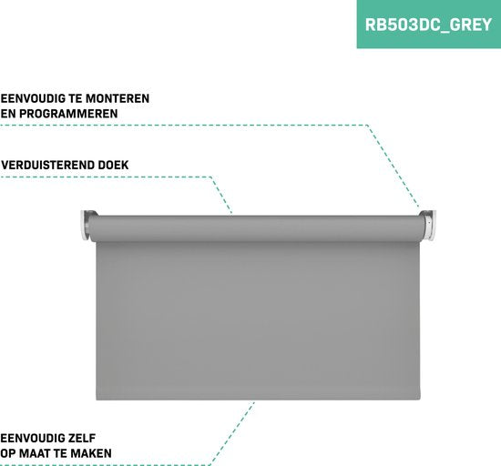 VONROC SMART BLINDS - Elektrisches Rollo - Verlängerung - 80 x 190 - Grau - Ohne Fernbedienung und Ladekabel