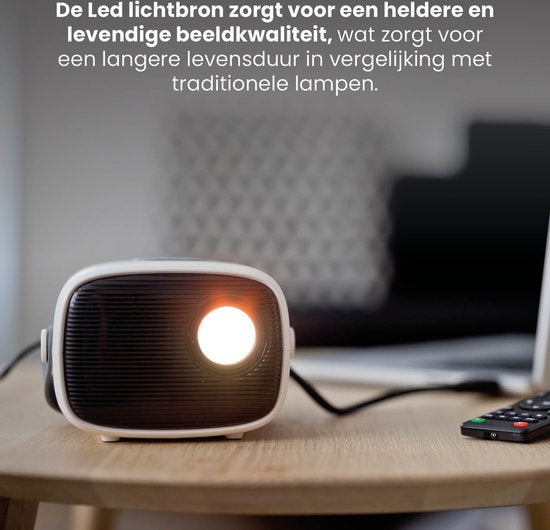 QLT TV-Projektor - Mini-Beamer mit LED-Lichtquelle - Auflösung 800 x 480 Pixel - 16:9 - Projektionsabstand 1 bis 4 Meter - mit Fernbedienung - Weiß