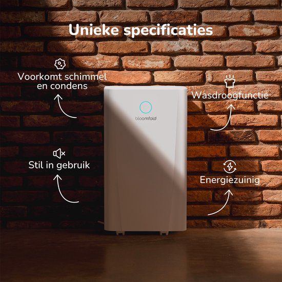 Bloomfold Luftentfeuchter - 10L pro Tag - Wohnzimmer, Schlafzimmer, Keller & Badezimmer - Luftentfeuchter - Weiß