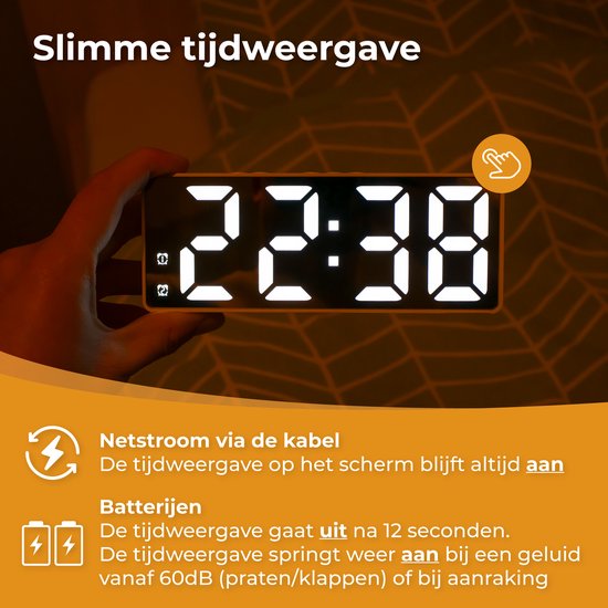 Nuvance - Digitaler Wecker - Digitaluhren - Wecker für Kinder & Erwachsene - Reisewecker - Schlafzimmer - Led-Wecker digital - Wecker - Weiß