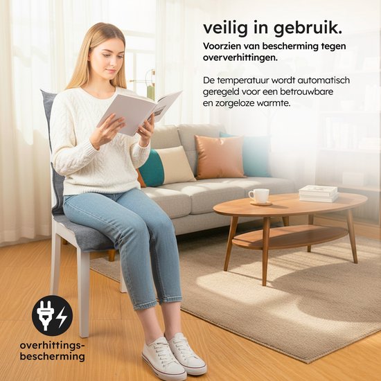 Wärmedecke - Infrarot - Kabellos - Stuhlwärmer - Wärmedecke Stuhl - Wärmedecke - 3 Einstellungen - 40x110 cm - Original Grey - Saaf Comfort