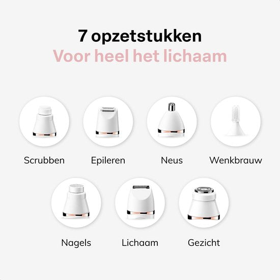Vimora Ladyshave 7-in-1 - Epilierer Damen - Epilierer Gesicht - Epilierer - Gesichtsepilierer - Epilady - Rasierer Frauen - Haarentfernung & Gesichtshaarentfernung - Ladyshaves