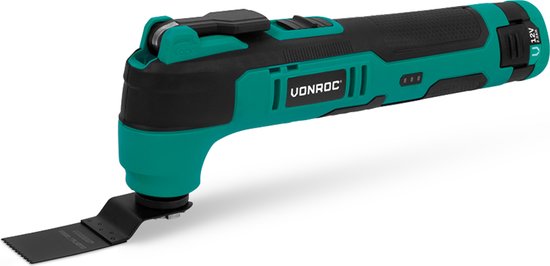 VONROC Akku-Multitool 12V - mit Spachtel, Tauchsägeblatt, Schleifblock und Schleifpapier - Inkl. Akku und USB-Kabel