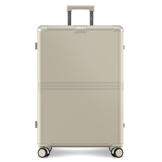 ONYX Hybrid Pro Check-in Koffer Large 100 Liter - Recyceltes Polycarbonat und reißverschlussloses Design - Reisekoffer mit TSA-Schloss und Spinner-Rädern - Leichter Trolley mit Laptopfach - Elfenbeinweiß
