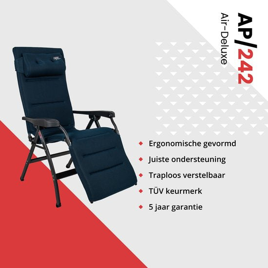 Crespo Relaxchair - AP/242 - Air-Deluxe - Ergonomisch & faltbar - Mit Kissen - Blau