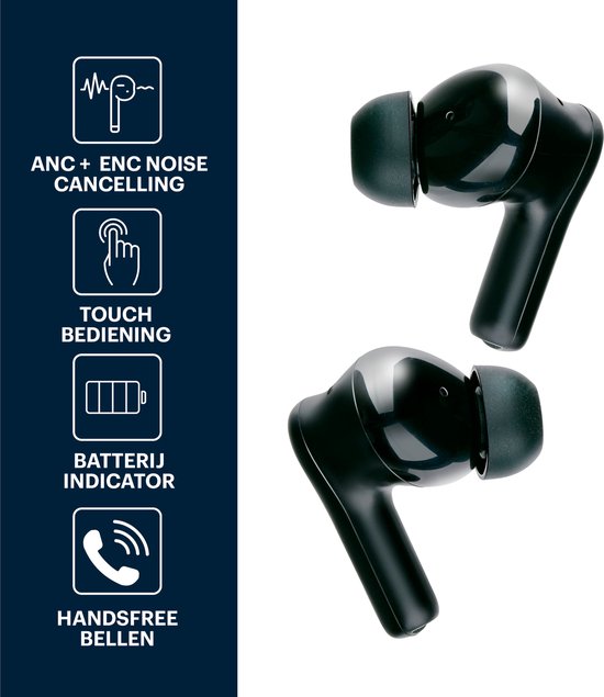 Grundig Wireless Earphones - Bluetooth Kopfhörer - Geräuschunterdrückung ANC+ENC - Kabellose Kopfhörer - Ladecase mit LED-Anzeige - BT 5.3 - Akkulaufzeit 25 Stunden