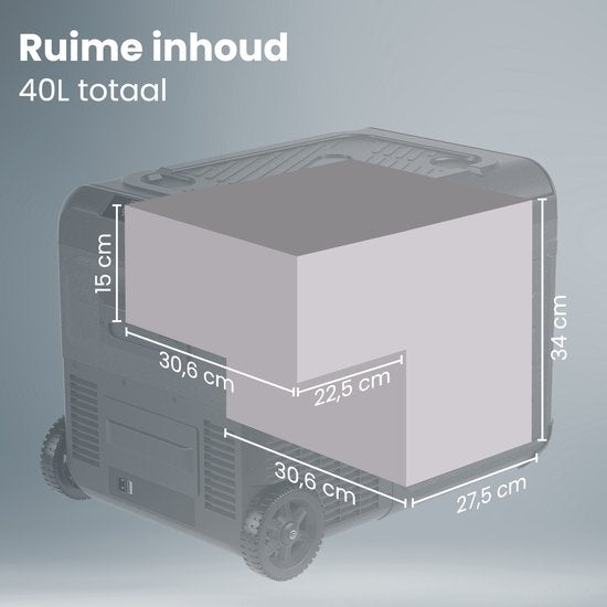 Auronic Electric Cool Box - Kompressor - Mit Rädern - 12V 230 Volt - Auto - 40L - Kühlbox - Schwarz/Grau