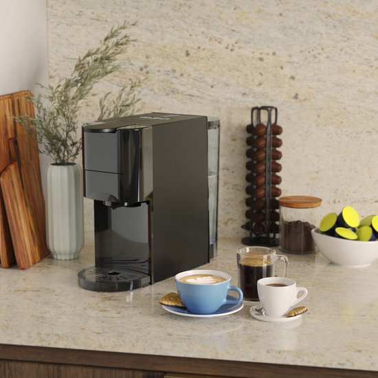 Princess 249454 Multi-Kapsel-Kaffeemaschine - 4 in 1 - Geeignet für Nespresso - Dolce Gusto Kapseln - Schwarz / Silber