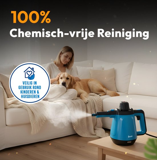 BOLLIT 1200W Dampfreiniger - Handdampfreiniger - 3,5 Bar - Handdampfreiniger - Fleckenreiniger - Dampfreiniger - Teppichreiniger - Dampfreiniger - Extra starker Dampfreiniger: Boden-, Sofa-, Küchen-, Bad- & Teppichreinigung - Inkl.